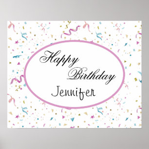 Pink and Aqua Glitter Confetti Poster