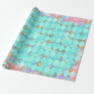Pink and Aqua Maroccan pattern Wrapping Paper