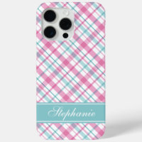 Pink and Aqua Plaid Pattern