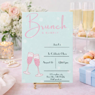 pink and baby blue bridal shower invitation