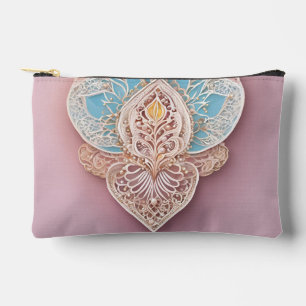 Pink and baby blue gradients AI art Accessory Pouch