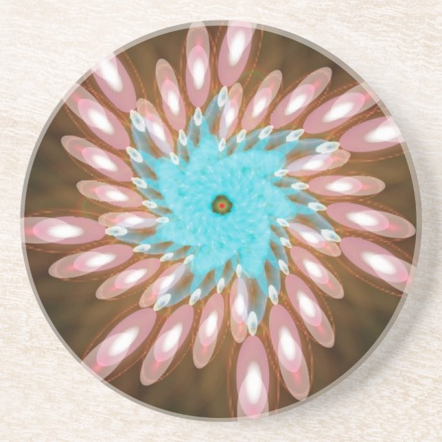 Pink and Baby Blue Swirling Out of Control Coaster (Front)