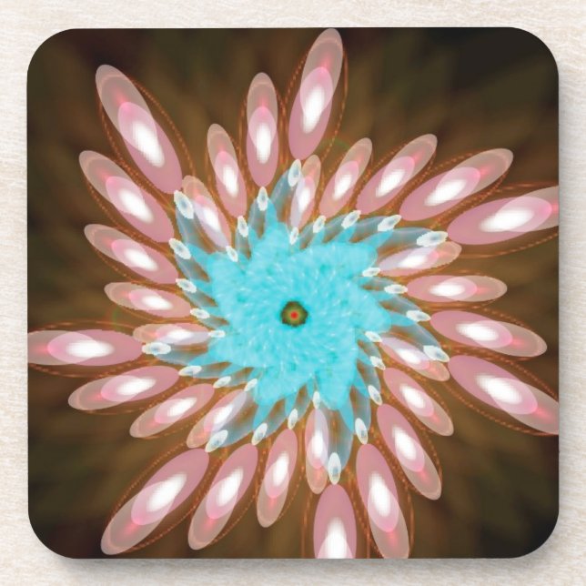 Pink and Baby Blue Swirling Out of Control Coaster (Front)