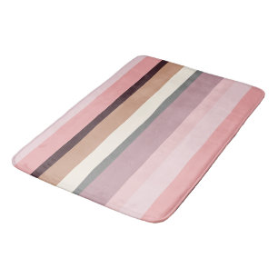 Pink and Beige Abstract Stripes Bath Mat
