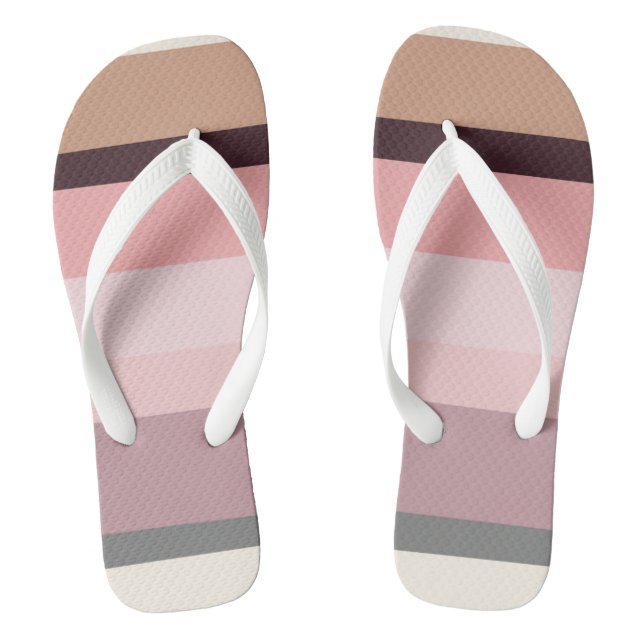 Pink and Beige Abstract Stripes Thongs (Footbed)
