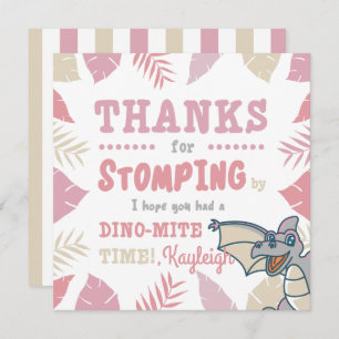 Pink and Beige Cute Dinosaur Invitation
