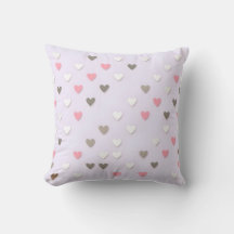 Pink and Beige Pastel Heart Throw Pillow
