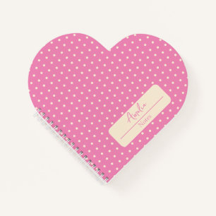 Pink and beige polka dots heart  notebook