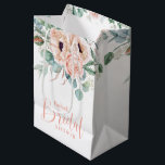 Pink and Beige Watercolor Floral Bridal Shower Medium Gift Bag<br><div class="desc">A beautifully feminine bridal shower gift bag design featuring a bouquet of watercolor poppies,  roses,  eucalyptus and trailing greenery in pastel beige,  pink,  green and blue-green. A trendy script font spells out the word "Bridal" prominently in matching pink. Personalise the text template with the bride-to-be's name.</div>