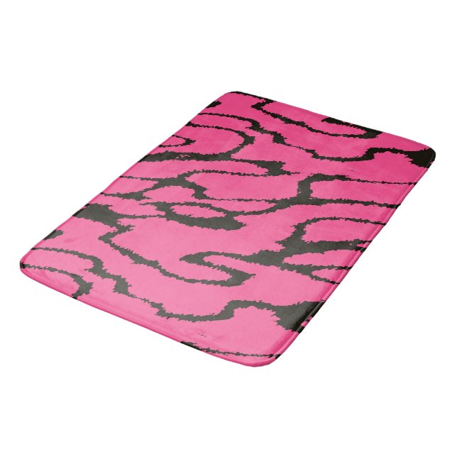 Pink and Black abstract Bath Mat (Angled)