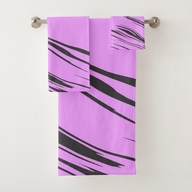 Pink and Black abstract Bath Towel Set (Insitu)