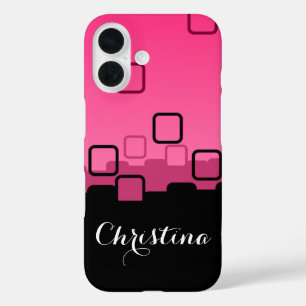 Pink and Black Abstract iPhone 16 Case
