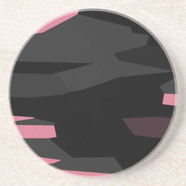 pink and black abstract  coaster (Front)