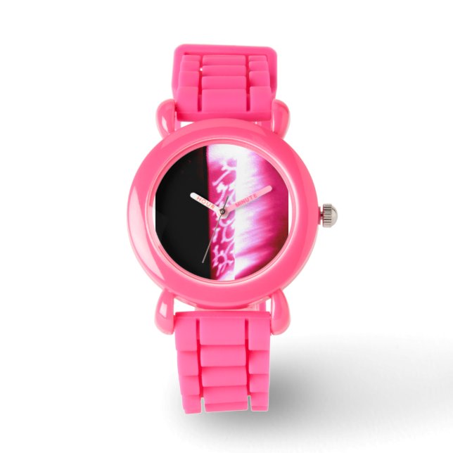 pink and black abstract design watch (Front)