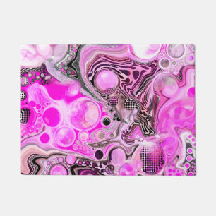Pink and Black Abstract Fluid Art Doormat