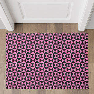 Pink and Black Abstract Geometric Pattern Doormat
