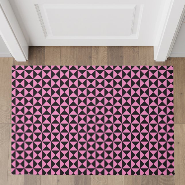 Pink and Black Abstract Geometric Pattern Doormat (Creator Uploaded)
