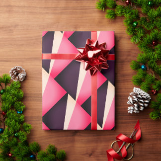 Pink and black abstract geometric pattern wrapping paper