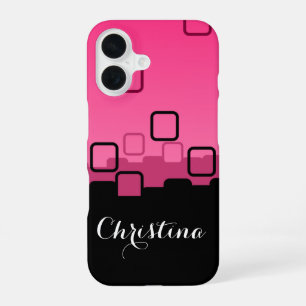 Pink and Black Abstract iPhone 16 Case