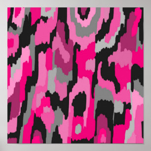 Pink and Black Abstract Print 