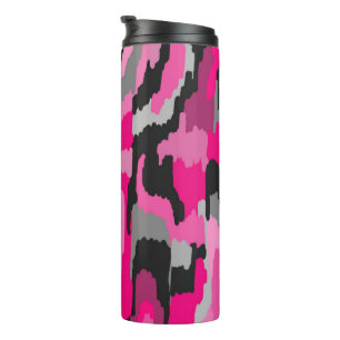 Pink and Black Abstract Print Fleece Blanket Thermal Tumbler
