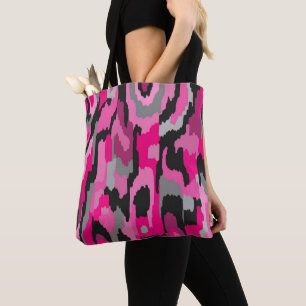 Pink and Black Abstract Print Tote Bag