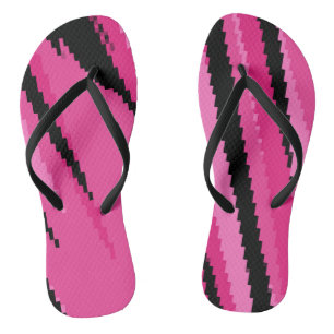 pink and black abstract thongs
