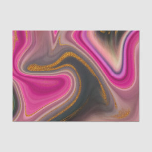 Pink and Black Abstract with Gold Swirls  Tissue Paper