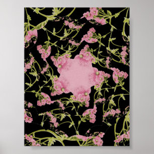Pink and black Achillea fractal art Poster