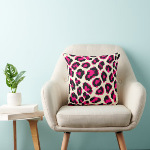 Pink and Black Animal Leopard Print Cushion