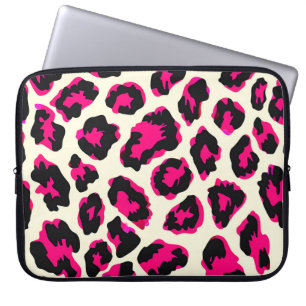 Pink and Black Animal Leopard Print Laptop Sleeve