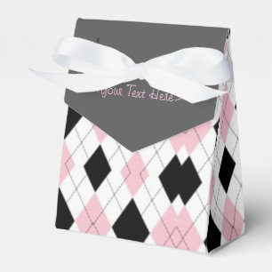 Pink and Black Argyle Personalised Favour Box