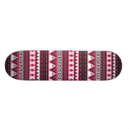 Pink and Black Aztec Tribal Pattern Design Skateboard