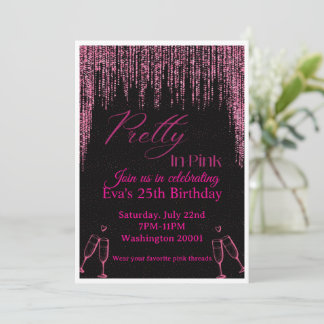 Pink and Black Birthday Invitation