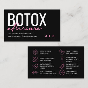 Pink and Black Botox Aftercare Card
