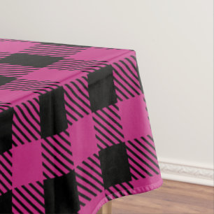Pink and black Buffalo Plaid pattern Tablecloth