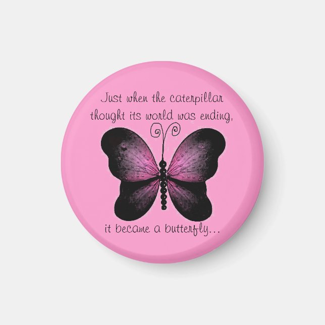Pink and Black Butterfly Magnet (Front)