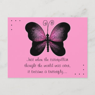 Pink and Black Butterfly Quote Post Card