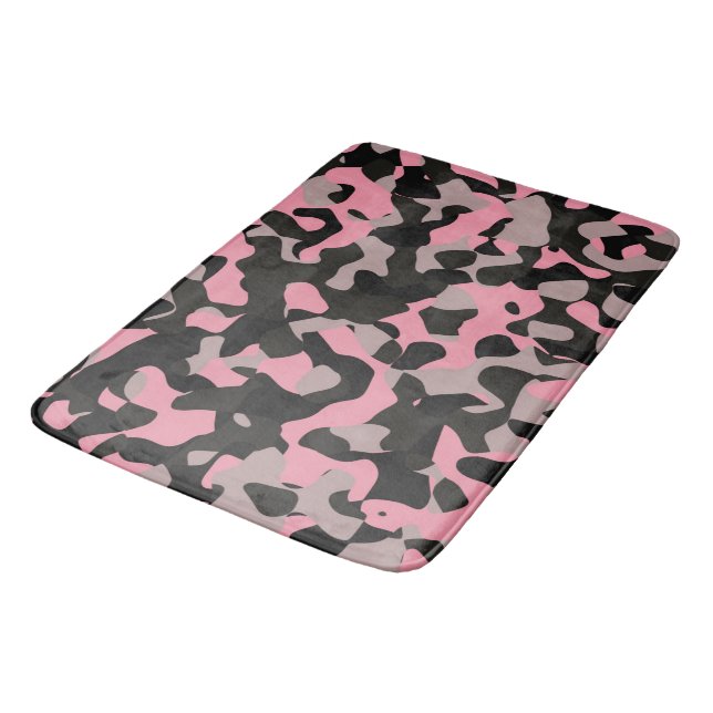 Pink and Black Camo   Bath Mat (Angled)
