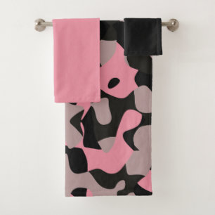 Pink and Black Camo Bath Towel Set