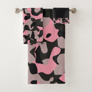 Pink and Black Camo Bath Towel Set