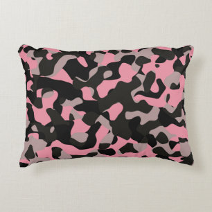 Pink and Black Camo Decorative Cushion
