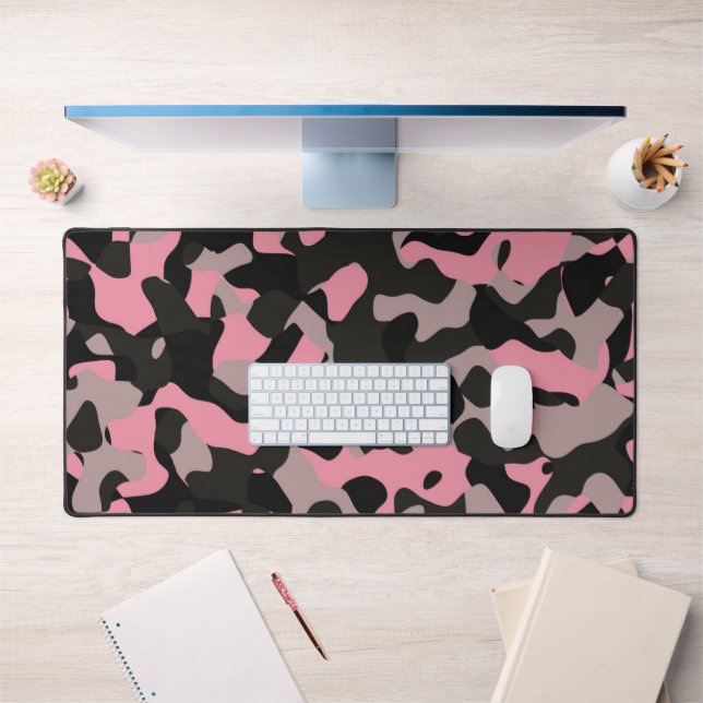 Pink and Black Camo   Desk Mat (Office 1)
