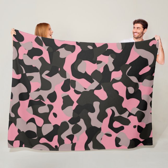 Pink and Black Camo    Fleece Blanket (In Situ)