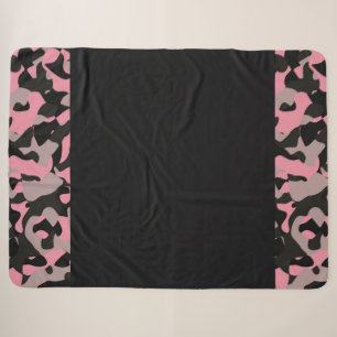 Pink and Black Camo Sherpa Blanket