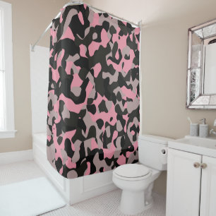 Pink and Black Camo Shower Curtain