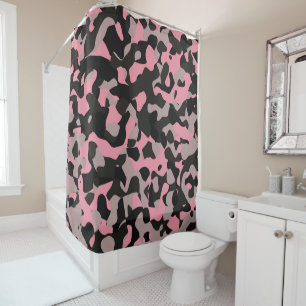 Pink and Black Camo Shower Curtain