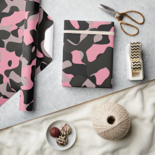 Pink and Black Camo Wrapping Paper