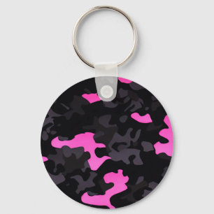Pink and Black Camouflage Key Ring