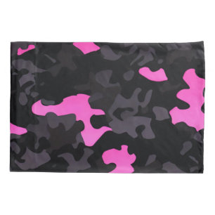 Pink and Black Camouflage Pillowcase
